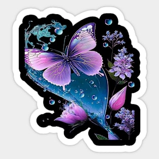 Butterfly And Plants Sticker